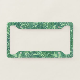 Green Tropical Palm Leaves License Plate Frame