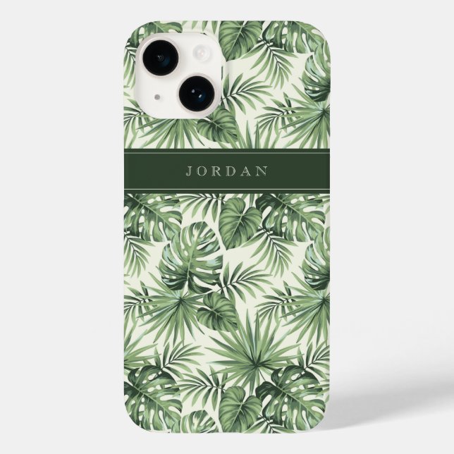 Green Tropical Palm Leaves Pattern Case-Mate iPhone Case (Back)