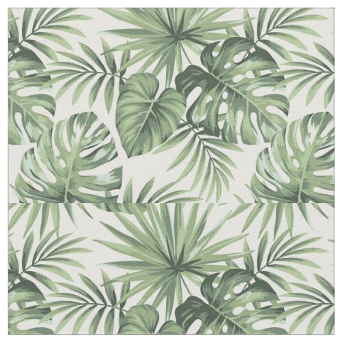 Green Tropical Palm Leaves Pattern Fabric