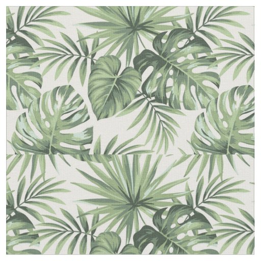 Green Tropical Palm Leaves Pattern Fabric
