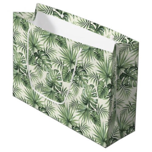 Green Tropical Palm Leaves Pattern Large Gift Bag
