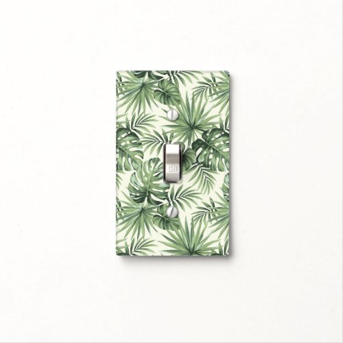 Green Tropical Palm Leaves Pattern Light Switch Cover