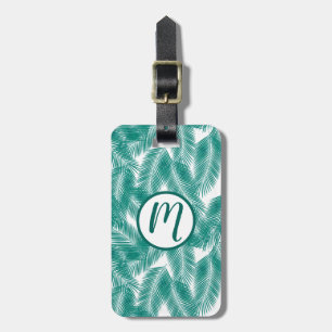 Green Tropical Palm Leaves Pattern Luggage Tag