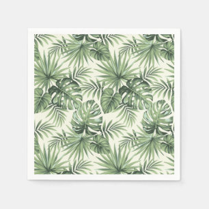 Green Tropical Palm Leaves Pattern Napkins