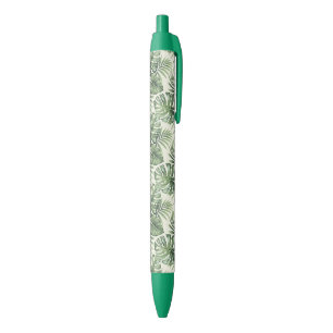 Green Tropical Palm Leaves Pattern Pen