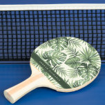 Green Tropical Palm Leaves Pattern Ping Pong Paddle