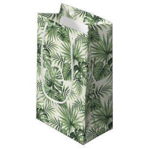 Green Tropical Palm Leaves Pattern Small Gift Bag