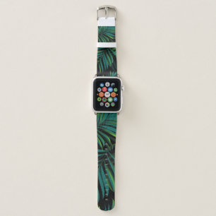Green tropical palm leaves. Seamless pattern graph Apple Watch Band