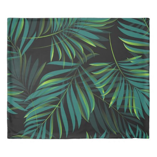 Green tropical palm leaves Seamless pattern graph Duvet Cover