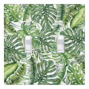 Green Tropical Palm Leaves Summer Island Breeze  Light Switch Cover