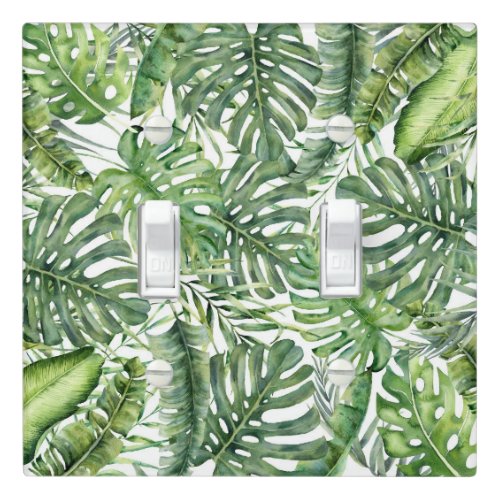 Green Tropical Palm Leaves Summer Island Breeze  Light Switch Cover