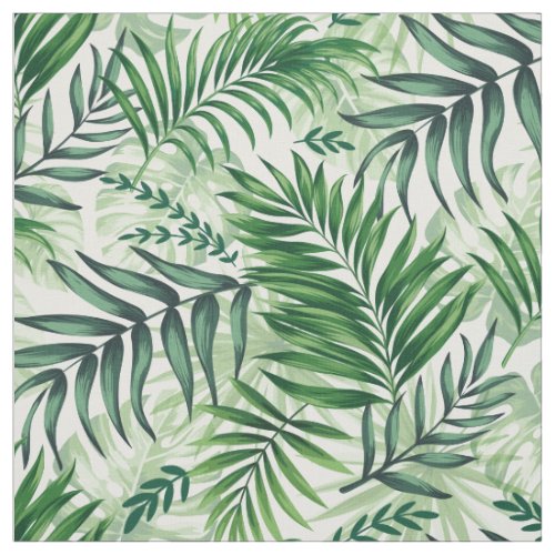 Green Tropical Palm  Monstera Leaves Fabric