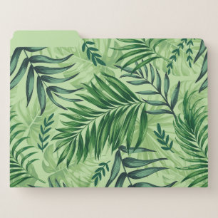 Green Tropical Palm & Monstera Leaves File Folder