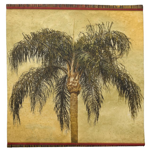 Green Tropical Palm Tree Hawaiian Vintage Palms Napkin (Front)
