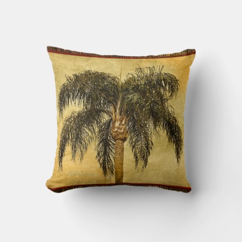 Green Tropical Palm Tree Hawaiian Vintage Palms Throw Pillow