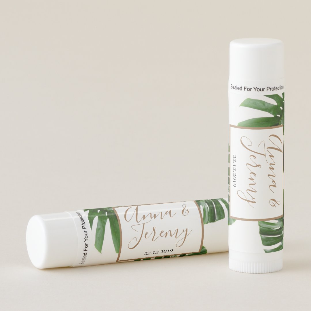 Green Tropical Palm Tree Leaf Thank You Lip Balm | Zazzle