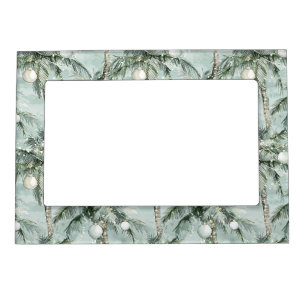 Green Tropical Palm Trees Christmas Magnetic Frame