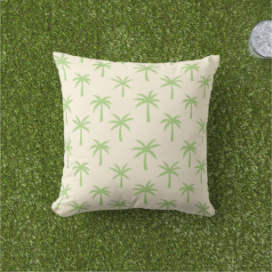 Green Tropical Palm Trees Pattern  Outdoor Pillow