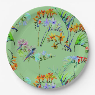Green Tropical Paradise Party  Paper Plates