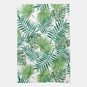 Green Tropical Summer Exotic Botanic Palm Leaves Kitchen Towel