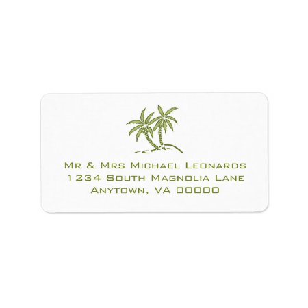 Green Tropical Twin Palm Trees Rsvp Address Labels