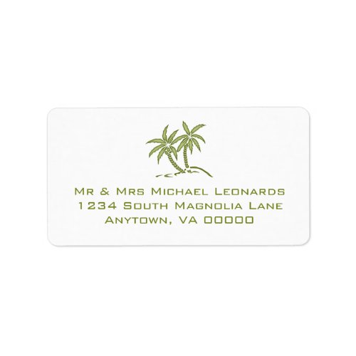 Green Tropical Twin Palm Trees RSVP Address Labels