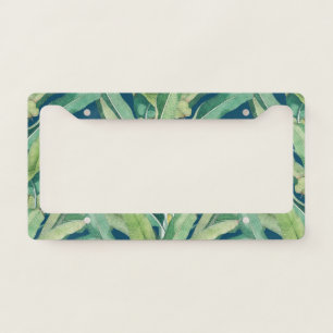 Green Tropical Vintage Banana Leaves License Plate Frame