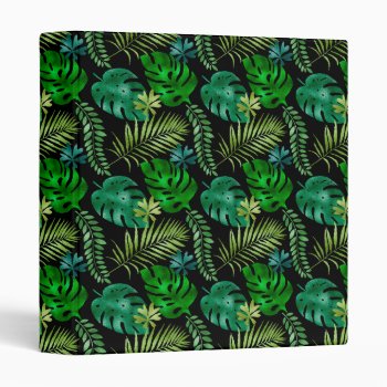 Green Tropical Watercolor Leaves 3 Ring Binder by JLBIMAGES at Zazzle