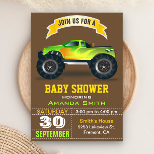 Green Truck Baby Shower Invitation