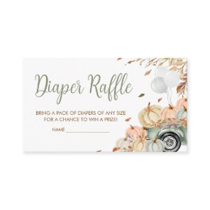 Green Truck Pumpkin Baby Shower Diaper Raffle Enclosure Card