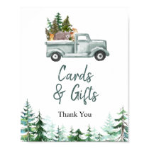 Green Truck Woodland Animals Cards & Gifts Sign