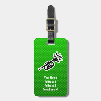Green Trumpet Luggage Tag by MusicPlanet at Zazzle