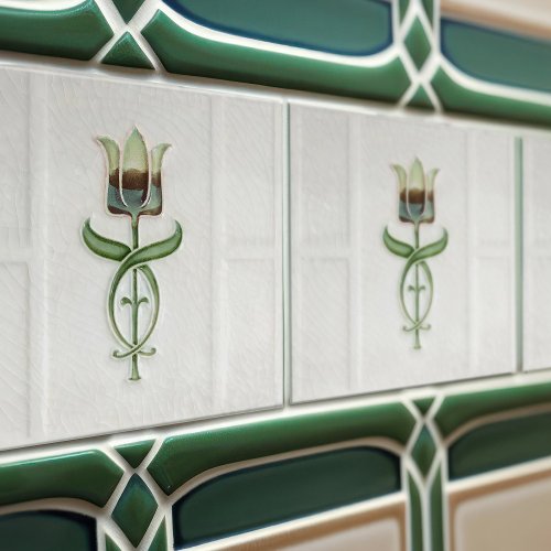 Green Tulip Wall Decor Nouveau Art Deco Gibbons Ceramic Tile