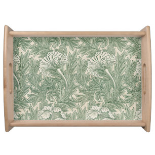 Green Tulips William Morris Art Serving Tray