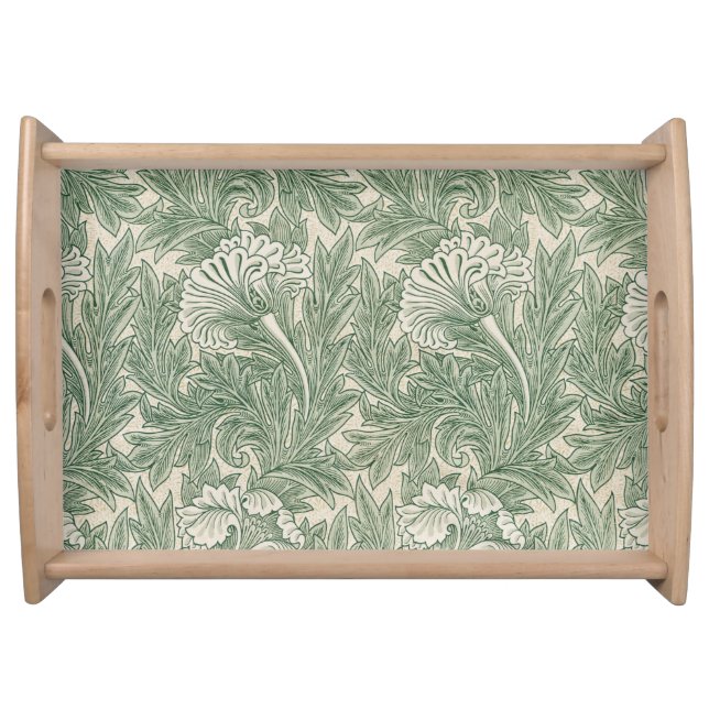 Green Tulips William Morris Art Serving Tray  (Front)