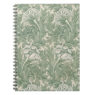 Green Tulips William Morris Spiral Notebook