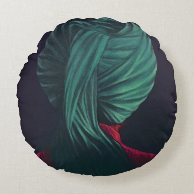 Green Turban Round Pillow (Front)