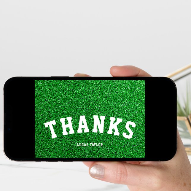 Green Turf Athlete Sports Thank You Card (Front Digital)
