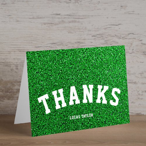 Green Turf Athlete Sports Thank You Card