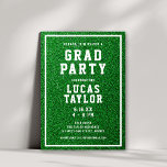 Green Turf Sports Grad Graduation Party Invitation<br><div class="desc">This fun sports themed graduation invitation features modern typography and a green turf background. This is a modern yet fun design. You can customize this design even further by adding a photo or additional text to the back. Check out the collection for coordinating graduation thank you notes and photo announcements....</div>