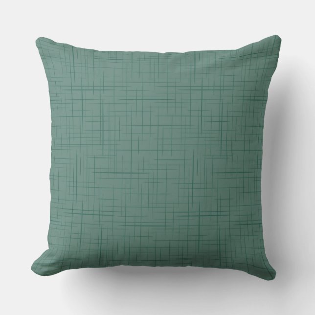 green turquoise abstract textured with strokes pat outdoor pillow (Front)