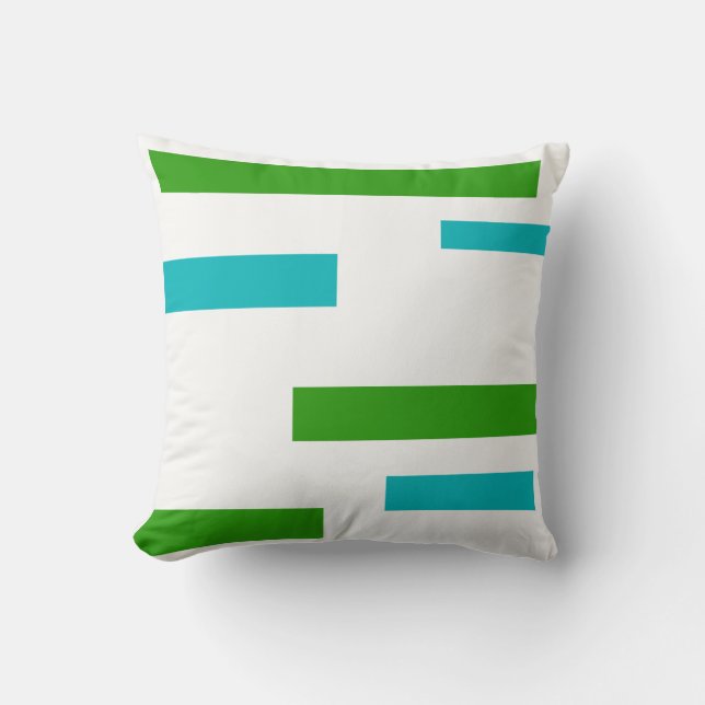 Green Turquoise Blue Blocks Abstract Throw Pillow (Front)