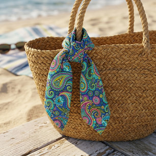 Green Turquoise Blue Pink Indian Floral Paisley Bandana