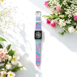 Green Turquoise Blue Pink Swirls Apple Watch Band