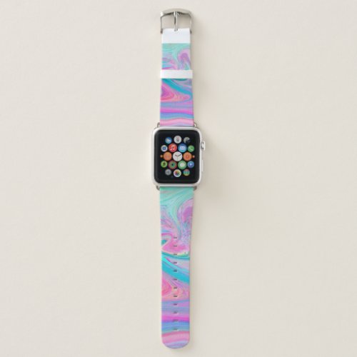 Green Turquoise Blue Pink Swirls Apple Watch Band