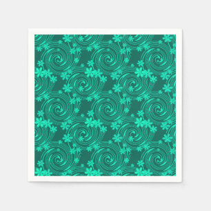 green turquoise bright floral pattern napkins
