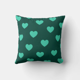 Green Turquoise Cozy Modern Romantic Chic Heart Throw Pillow