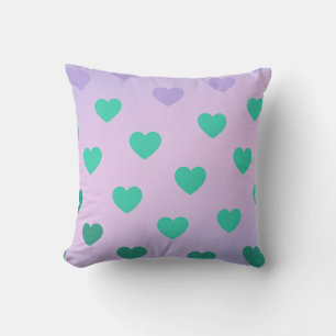 Green Turquoise Cozy Modern Romantic Chic Heart  Throw Pillow