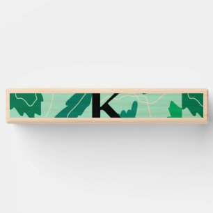 Green turquoise leaves floral pattern add monogram topple tower