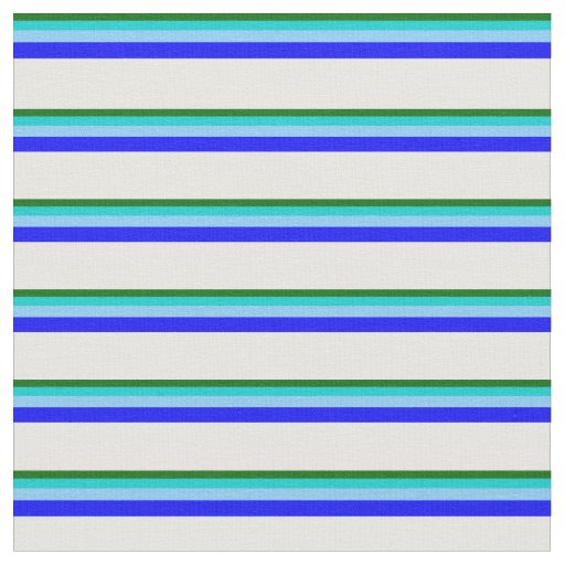 Green, Turquoise, Light Sky Blue, Blue & White Fabric